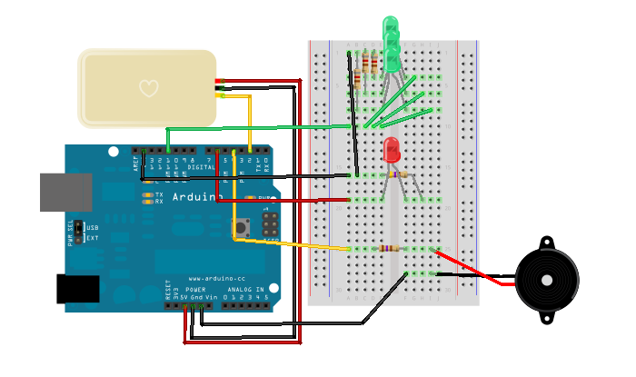 diagram of circuit for heartbeat chess timer.