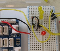 Close-up of an Arduino circuit